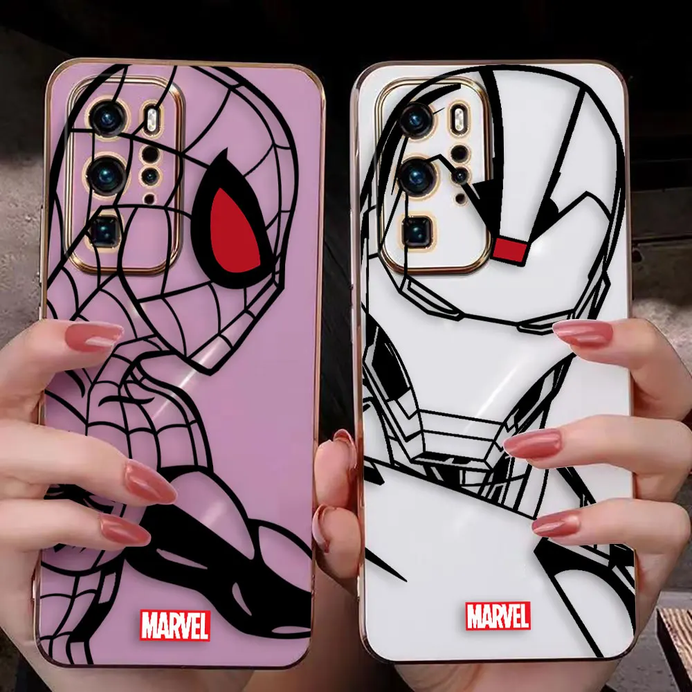 Marvel Line Iron Spider-Man Cover Smooth E-Tpu Custodia Per Telefono Huawei Mate 20 20X 30 40 P20 P30 P40 Lite Magic 4 5 Pro Y9 Prime Case
