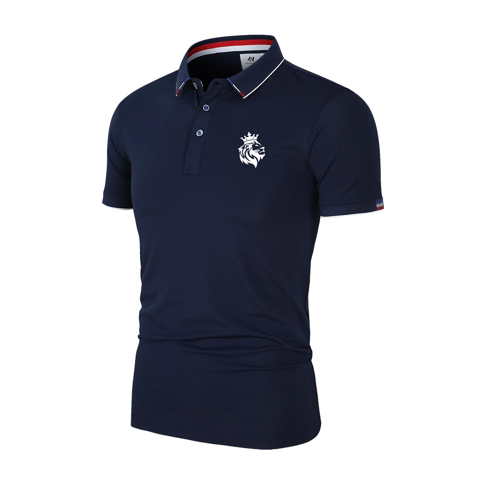 New Fashion Business Leisure Polo Da Uomo Tinta Unita Button Design Lion King Pattern High End Short Fit Harajuku Top