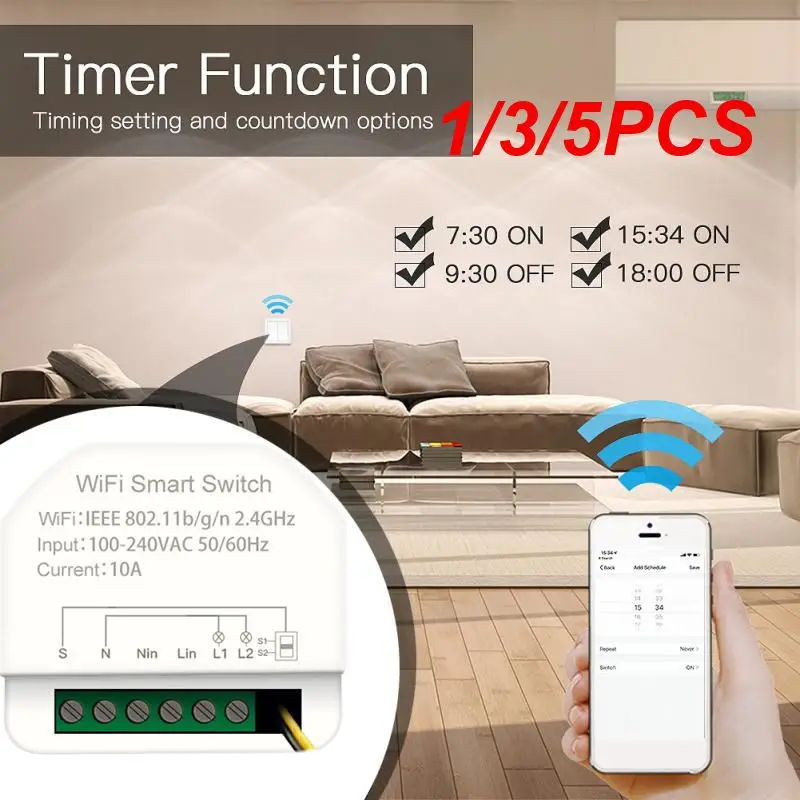1/3/5Pcs Smart Home Mini Wifi Smart Switch Timer Compatibile Con Tuya Alexa Home Wifi Tuya Smart Controller