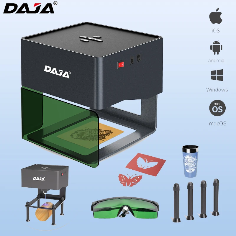 Daja Dj6 Incisore Laser 3W Cnc Taglio Laser Macchina Per Incidere Mini Logo Verniciato Dog Tag Mark Stampante Cutter Metallo Verniciato Legno