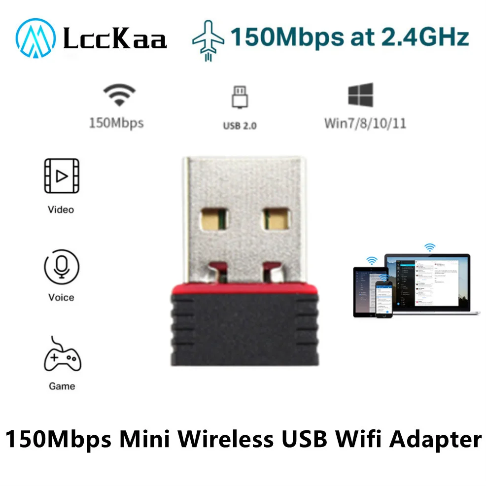 Lcckaa 150Mbps Wireless Mini Usb Wifi Adapter 802.11N Usb 2.0 Ricevitore Dongle Scheda Di Rete Per Laptop Desktop Windows Mac Linux