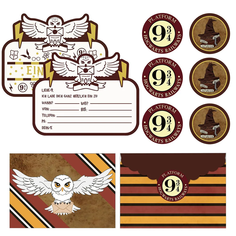 Un Set Festa Di Compleanno Invito Carta Busta Adesivo Hogwarts Magic School Of Stregoneria E Wizardry