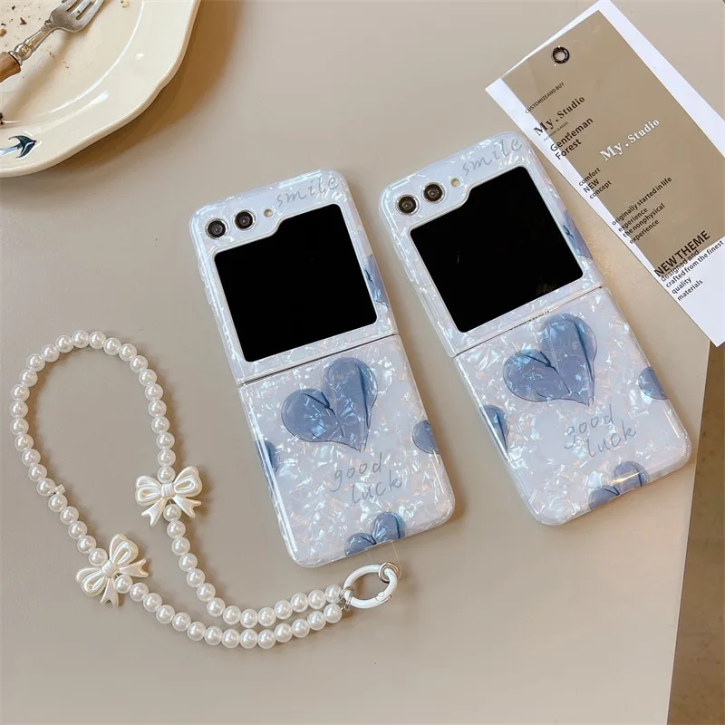 Custodia Per Telefono A Cuore Con Motivo A Conchiglia Brillante Per Samsung Galaxy Z Flip 4 3 Custodia Rigida Per Staffa A Conchiglia Solida Zflip3 Zf