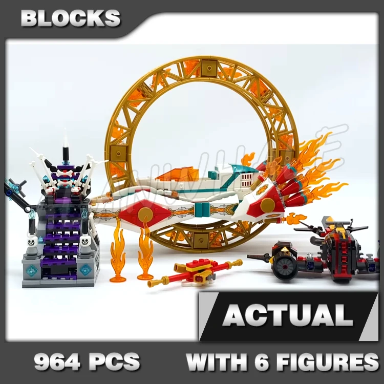 964Pcs Monkie Kid Nezha Fire Ring Evil Macaque Jet Aircraft Bone Demon 70005 Set Di Blocchi Compatibili Con Il Modello
