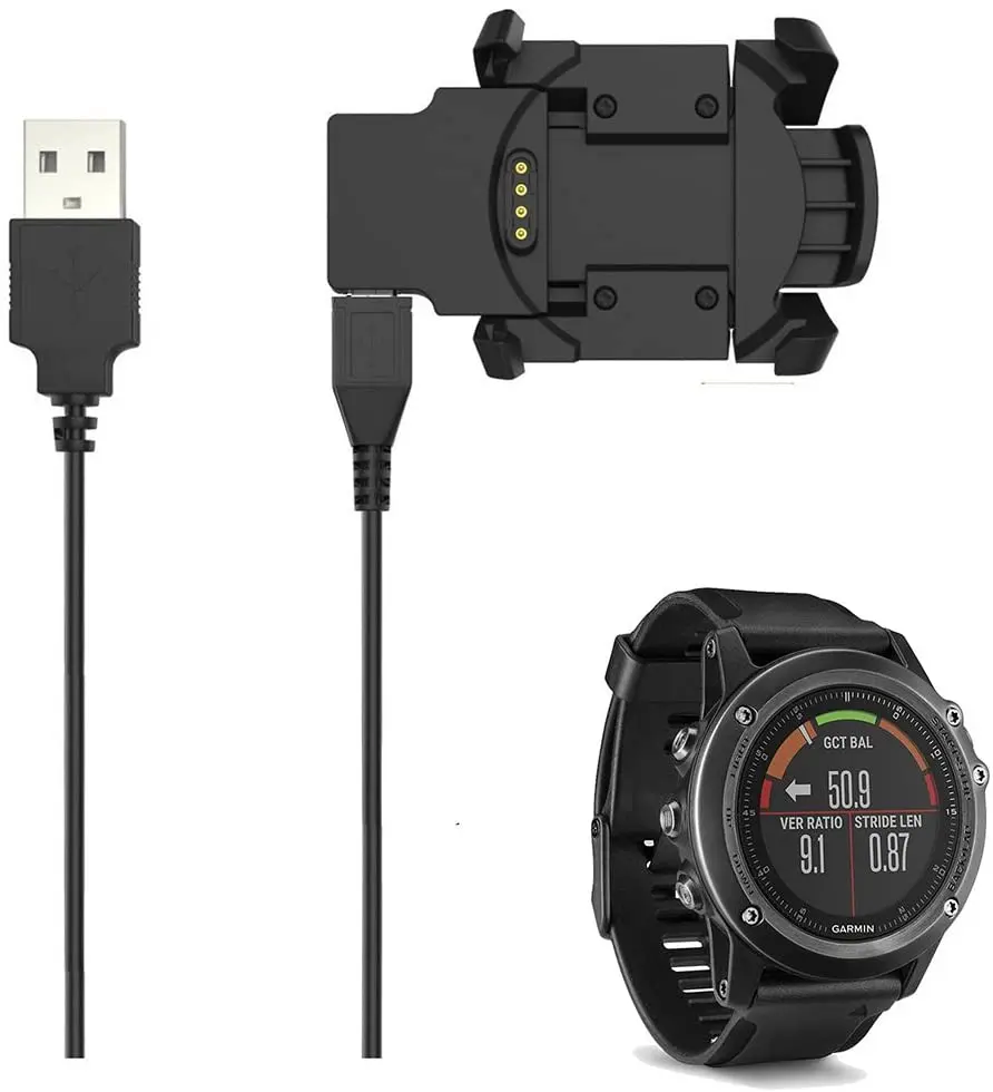 Caricabatterie Compatibile Con Garmin Fenix 3, Fenix 3 Sapphire, Fenix 3 Hr, Quatix 3, Tactix Bravo, D2 Bravo Smartwatch-Ricarica Usb