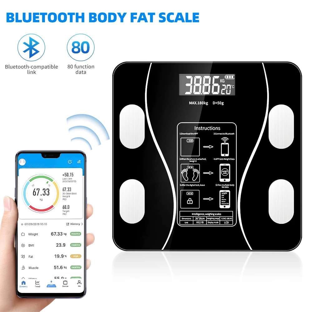 Bilancia Per Bilancia Per Grasso Corporeo Blue-Tooth Smart Wireless Bilancia Elettronica Digitale Bilancia Bmi Analizzatore Di Composizione Precisione
