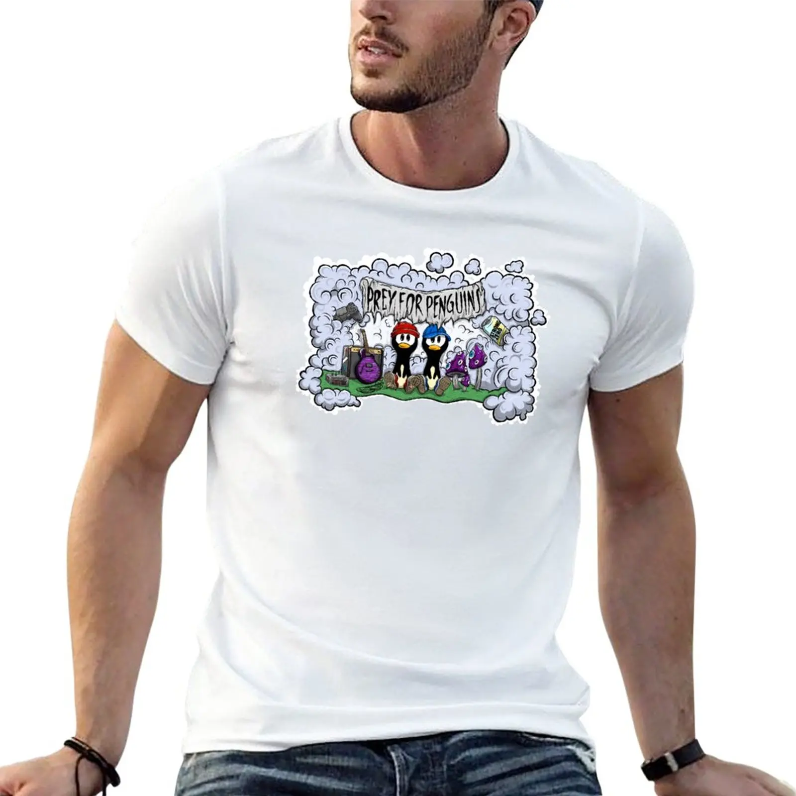 New Prey For Penguins-T-Shirt Penguins Chilling Colorata T-Shirt T-Shirt Personalizzate T-Shirt Da Uomo