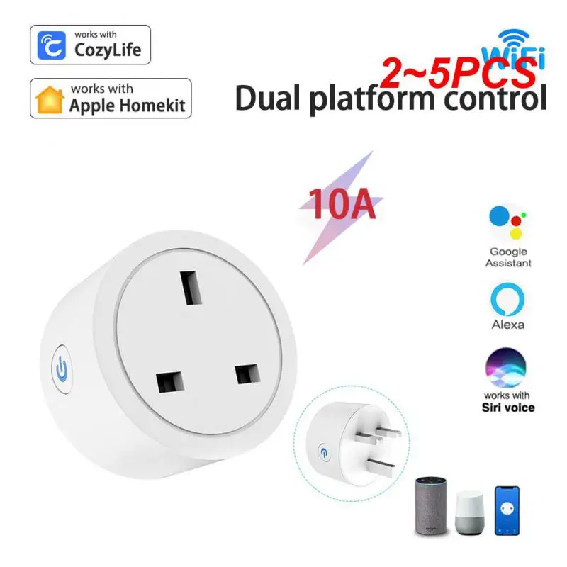 2 ~ 5Pcs Corui 10A Uk Smart Plug Wifi Wireless Remote Socket Smart Timer Plug Controllo Vocale Home Ignifugo Pc Smart Uk