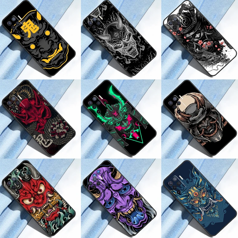 Giapponese Samurai Oni Della Copertura Della Mascherina Per Oppo A52 A72 A92 A54 A74 A94 A3S A5S A5 A9 A31 A53 A83 A91 A93 A1K A15 A16 Caso
