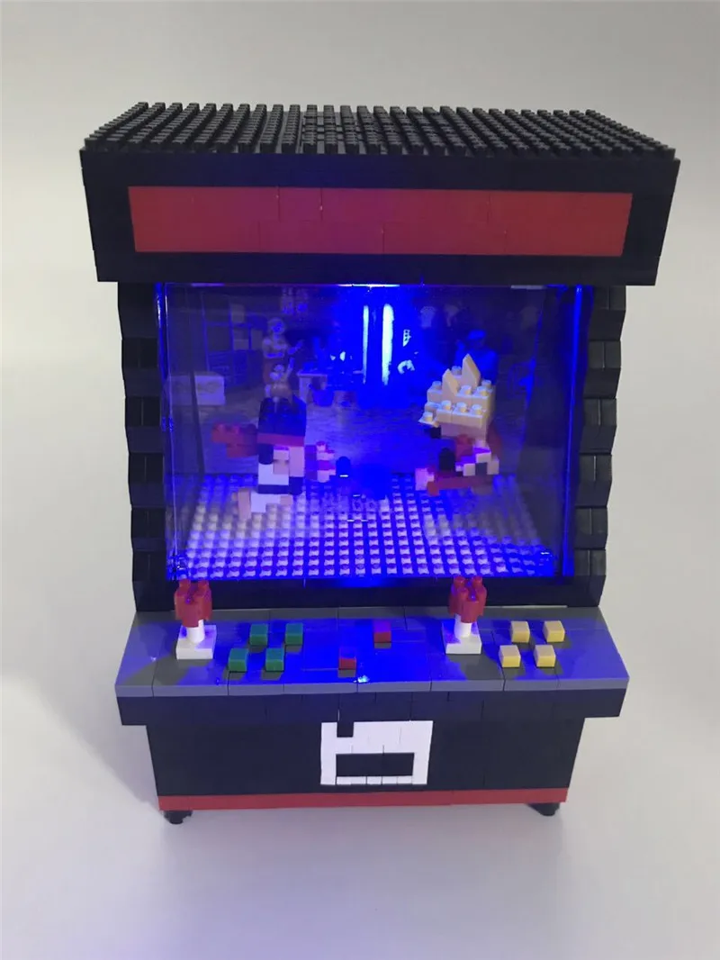 Zrk 1060Pc Mirco Blocks Game Street Brick Con Shining Led Arcade Fighter Game Black Machine Blocks Giocattolo Educativo