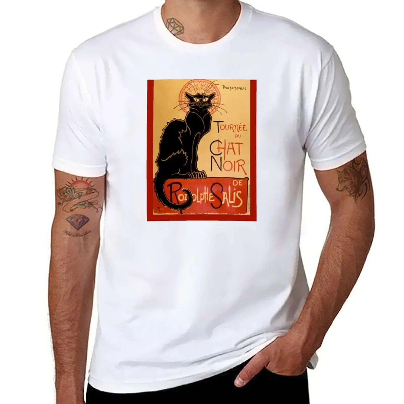 Poster La Tournée Du Chat Noir T-Shirt Animal Prinfor Boys Plus Size Taglie Forti Magliette Nere Semplici Da Uomo