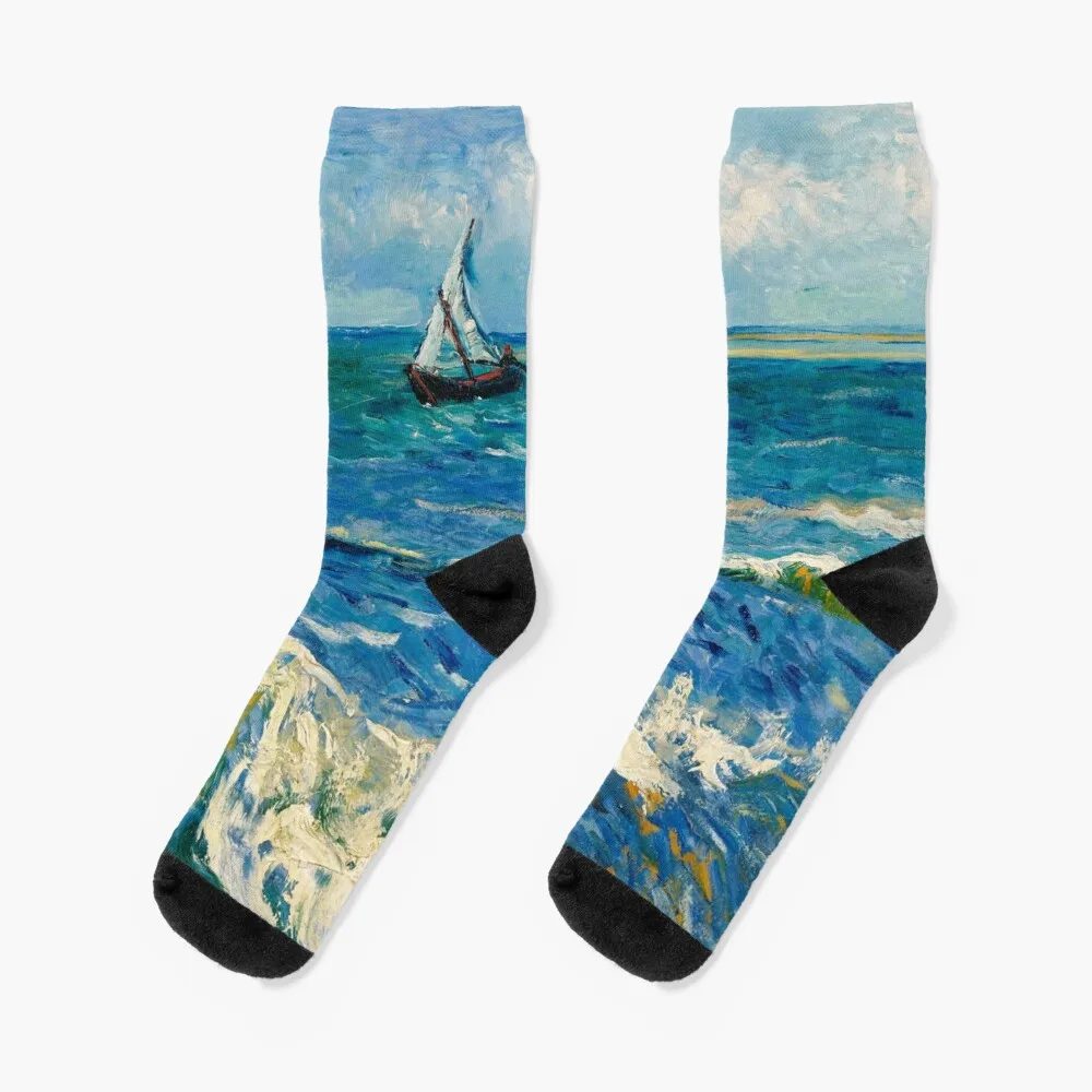 Seascape Near Les Saintes-Maries-De-La-Mer Di Vincent Van Gogh Socks Crazy Socks