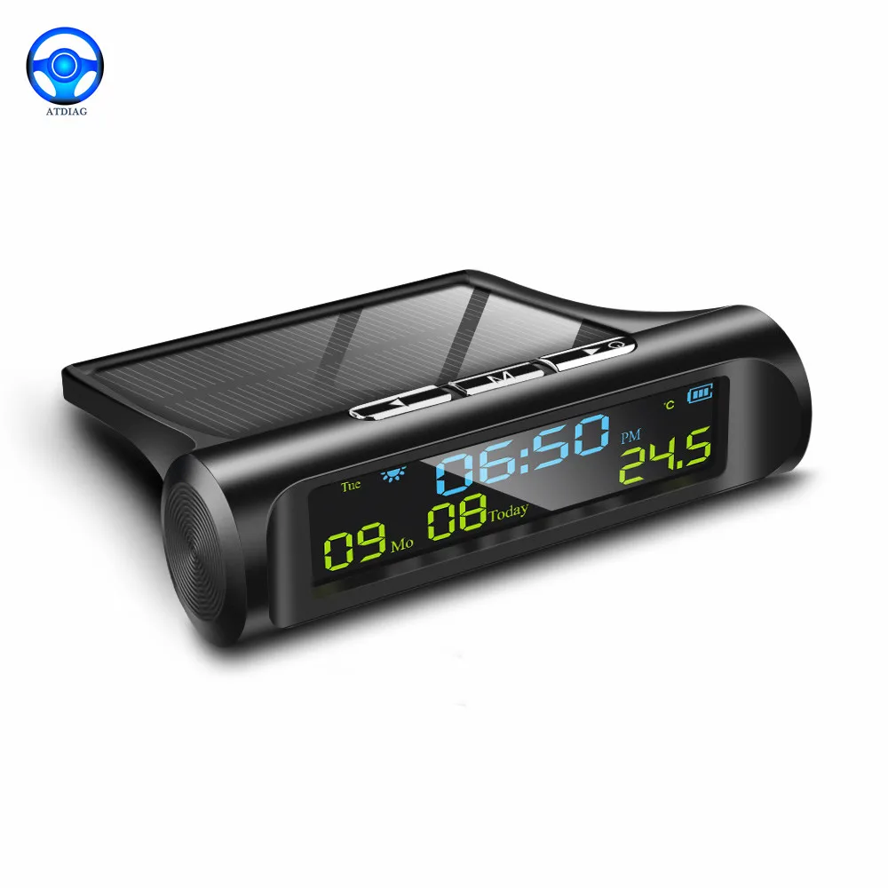 Car Usb Solar Charge Smart Digital Clock Calendar Time Temperature Display A Led Accessori Interni Per Automobili Avvio Automatico