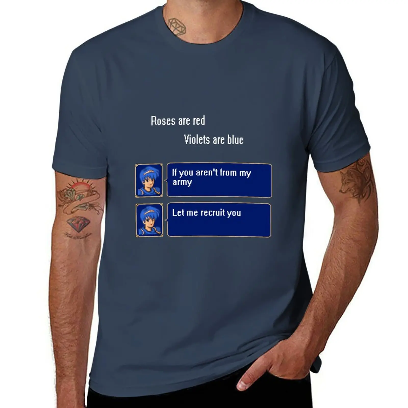 Fire Emblem Marth Poem T-Shirt Anime Clothes Customs T-Shirt For Men Cotton
