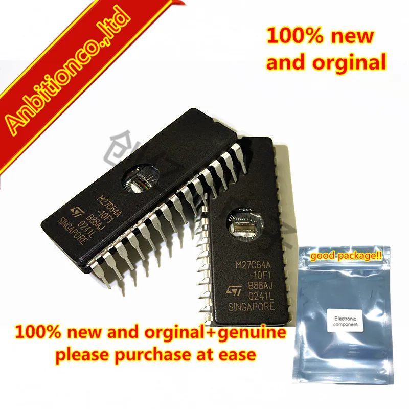 5 Pcs 100% Nuovo Originale M27C64A-10F1 Cdip-28 64 Kbit (8Kb X8) Uv Eprom E Otp Eprom In Magazzino
