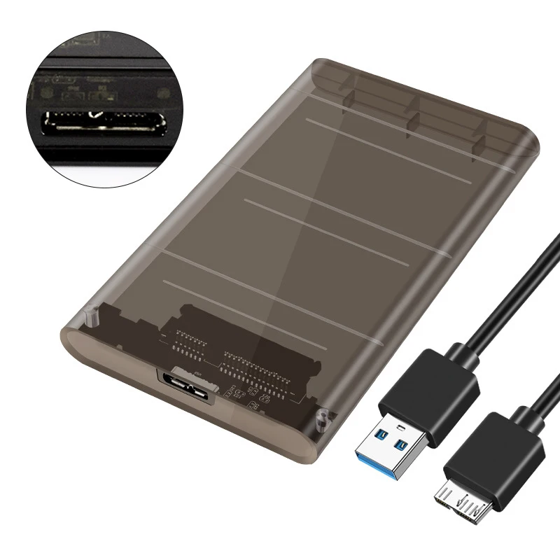 Custodia Hdd Usb3.0 Trasparente Da 2.5 "Custodia Per Disco Rigido Ssd Sata3 A Usb 3.0 Scatola Usb Hdd 128*79*13Mm
