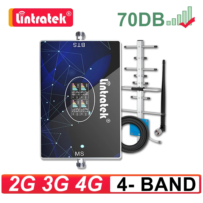 Lintratek Amplificatore Cellulare A 4 Bande 2G 3G 4G 800 900 1800 2100 2600 Mhz Ripetitore Di Segnale Lte B20 B7 B8 B3 B1 Ripetitore Telefonico Gsm