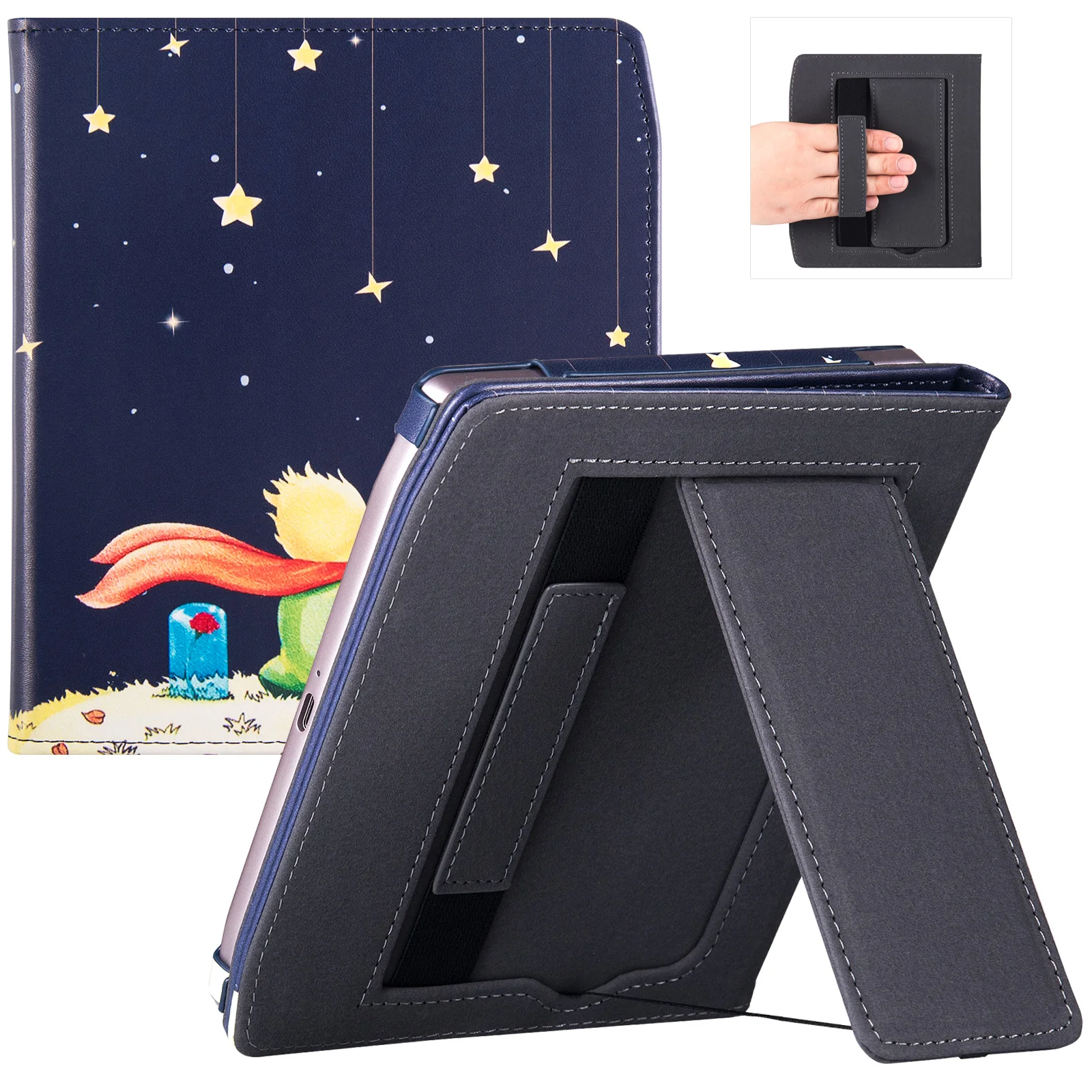 Custodia Per Supporto Per Nuovissimo Pocketbook Era Color/Pocketbook 700 Era Ereader-Custodia In Pelle Pu Con Cinturino A Mano/Riattivazione Automatic