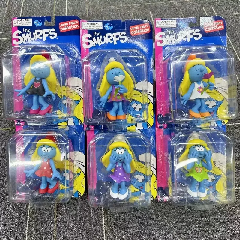 Smurfette Smurf Cartoon Anime Action Figure Cute Kawaii Blue Sister Doll Model Toys Collection Ornamenti Decorazione Regali Per Bambini