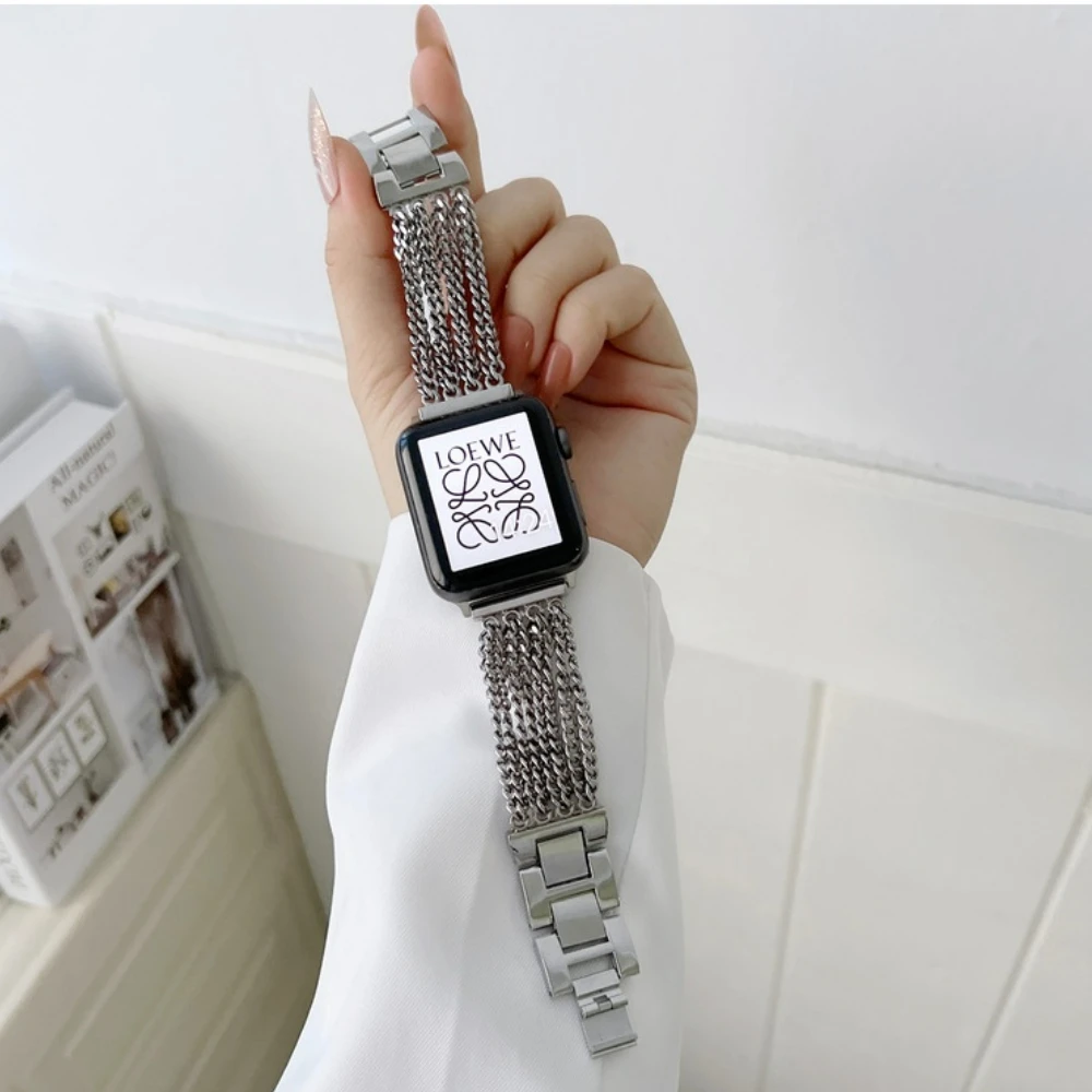Metal Strap For Apple Watch Bands 44Mm 40Mm 45Mm 41Mm 49Mm 42Mm Stainless Steel Bracelet Belt Iwatch Series 8 Ultra 7 6 5 4 3 Se