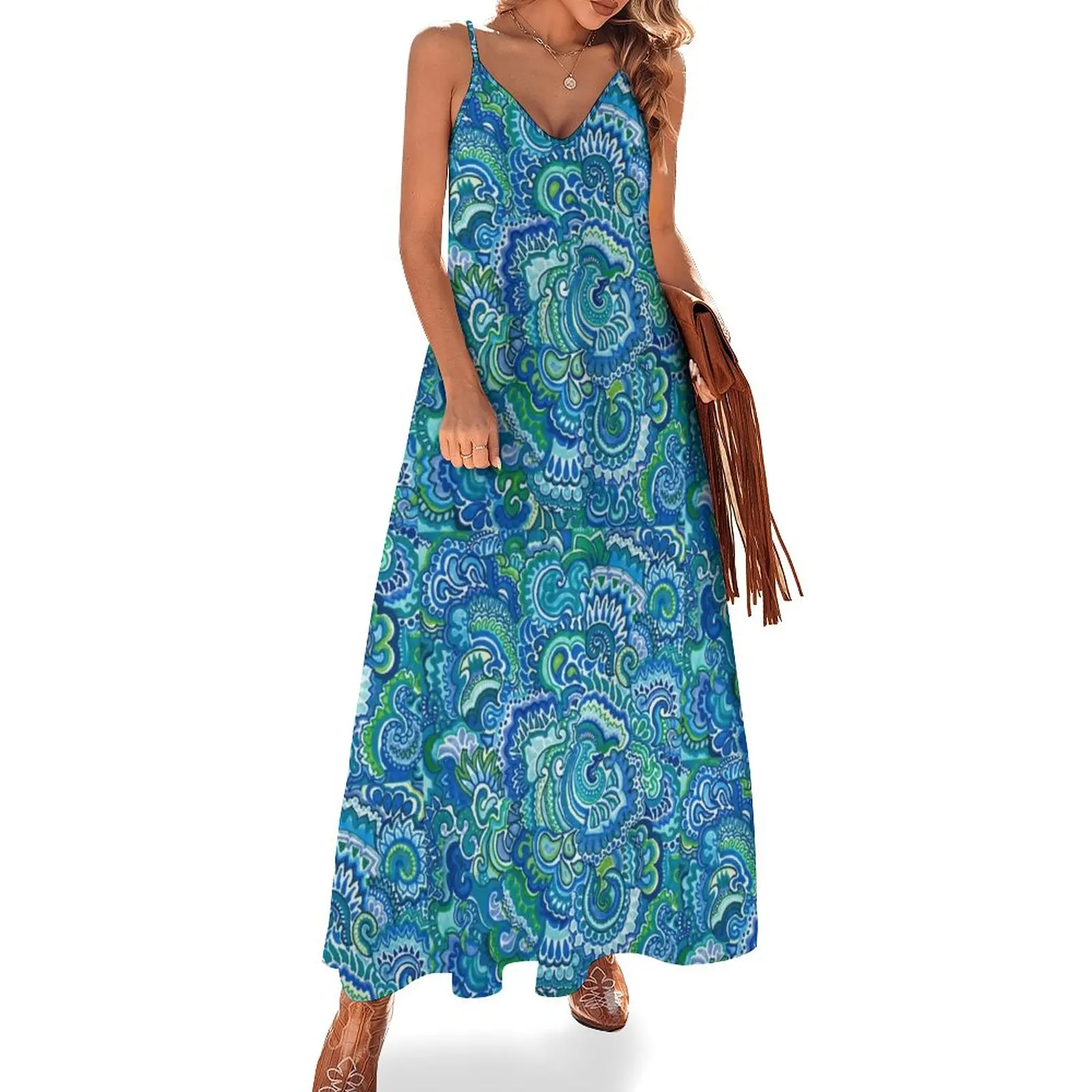 New Seafoam Swirl Abito Senza Maniche Abito Vintage Prom Dress 2023 Vestiti Per Le Donne Vestiti Delle Donne