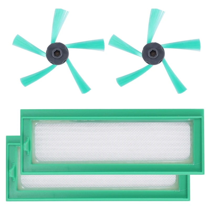 2 Pz/Lotto Parti Dell'Aspirapolvere Robot Per Vorwerk Kobold Vr200 Vr200 Filtro Hepa Di Ricambio + 2 Spazzole Laterali