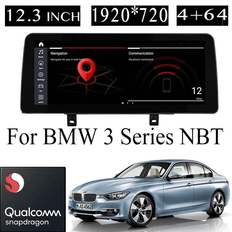 Per Bmw 3 F30 F31 F34 F35 2013 ~ 2016 Nbt 12.3 "Schermo Car Stereo Audio Multimedia 4G Navigazione Gps Navi Radio Built-In Carplay