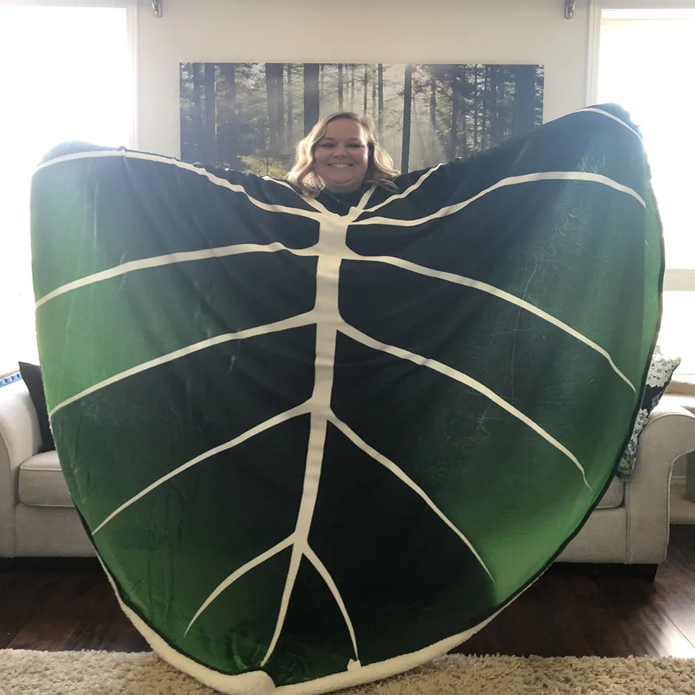 Super Soft Philodendron Gloriosum Stampa Foglie Verdi Coperta Foglia Di Flanella Calda Casa Divano Condizionatore D'Aria Coperta Da Tiro Arazzo