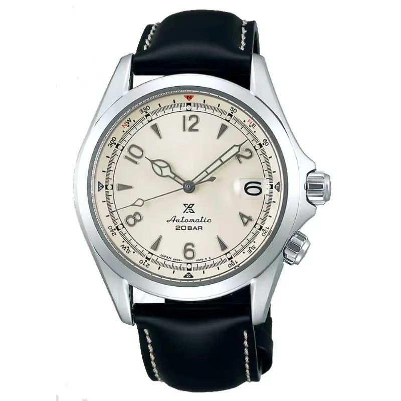 Macchinari Giapponesi Prospezione "Alpinist" Bussola Quadrante Verde Orologio In Pelle Di Vetro Spb119J1