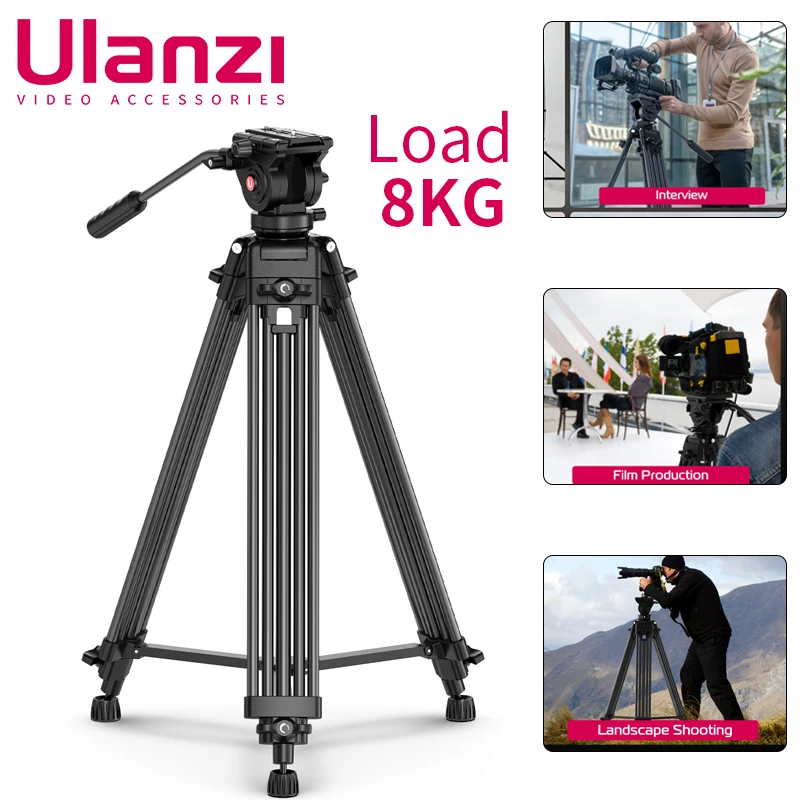 Ulanzi Mt-81 Fotocamera Camcorder Treppiede Professionale Con Testa Fluida 61.02In Per Canon Nikon Sony Film Landscape Portrait Shooting
