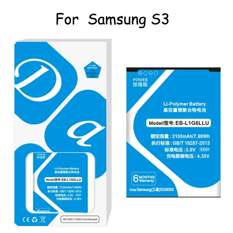 Batteria Xdou Di Ricambio Per Samsung Galaxy S3 I9300 I9308 L710 I535 I9300I Genuine Bateria Eb-L1G6Llu Con Nfc 2100Mah