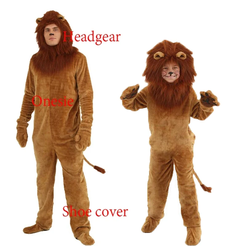 Bambini Adlut Unisex The Lion King Costume Cosplay Long Haired Lions Animal Party Performance Fancy Dress Tute