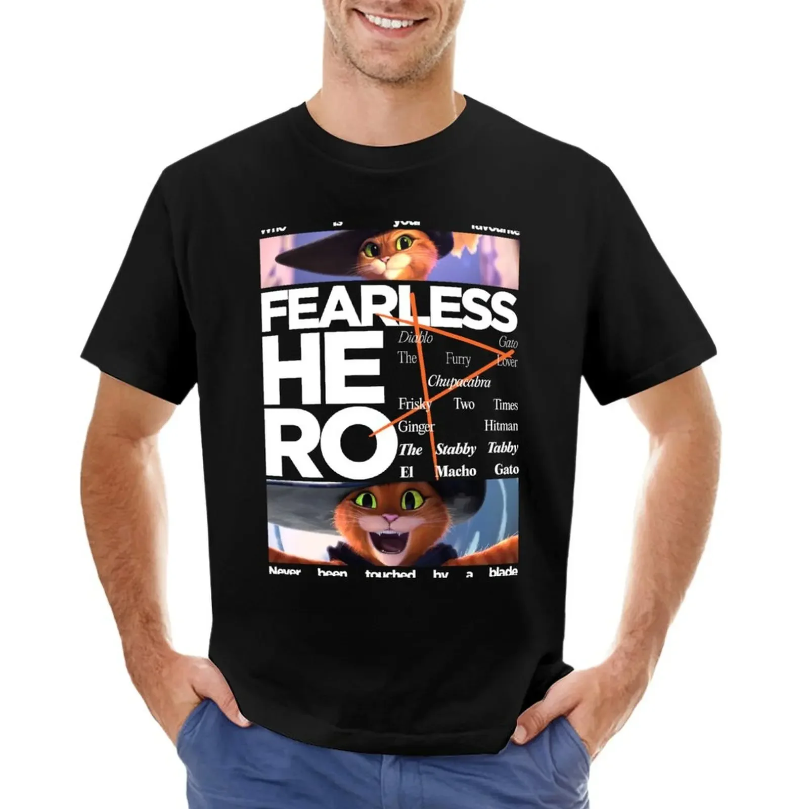 Puss In Boots T-Shirt Da Eroe Senza Paura Customs Heavyweights Hippie Clothes Camicie Da Allenamento Per Uomo
