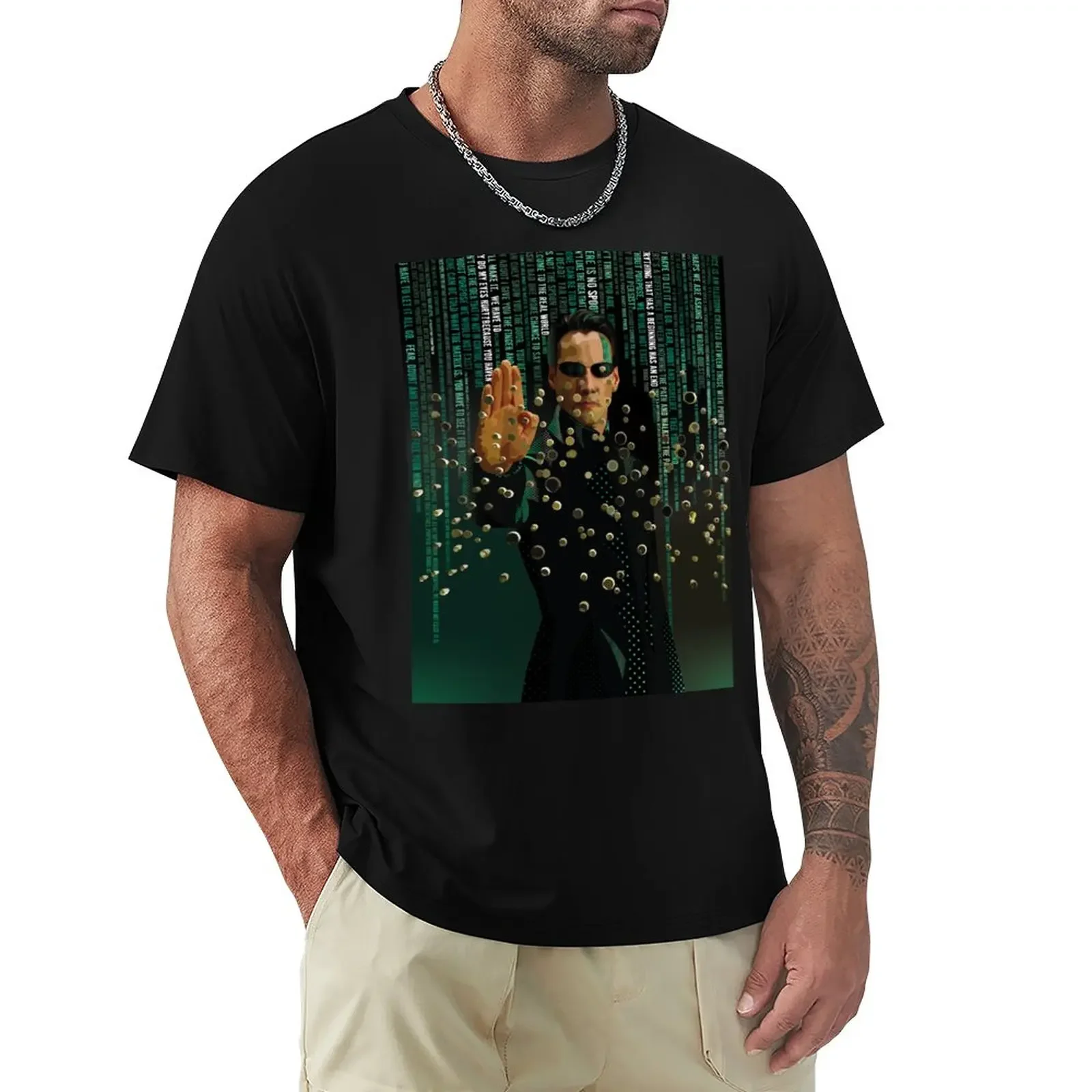 Neo, The Matrix, Matrix Quotes T-Shirt Plus Size Summer Top Hippie Clothes Plain T-Shirt Uomo
