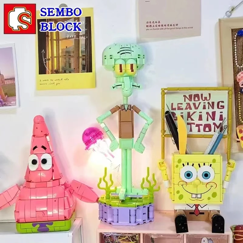 Sembo Block Spongebob Squarepants Series Piccole Particelle Puzzle Assemblato Modello Decorazione Giocattolo Collezione Di Compleanno Regalo