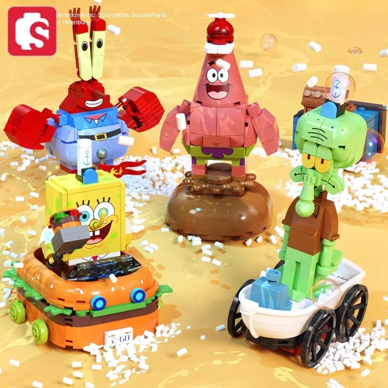 Sembo Block Spongebob Squarepants Ritratto Di Famiglia Piccole Particelle Kawaii Puzzle Assemblaggio Giocattolo Collezione Di Compleanno Regalo