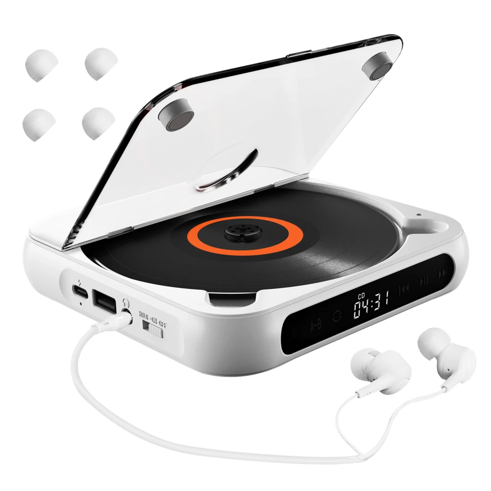 Lettore Cd Portatile Compatibile Con Bluetooth 5.1 Lettori Musicali Wireless Cd/Cd-R/Cd-Rw/Mp3/Wma Altoparlante Stereo Formato Audio Per Studenti