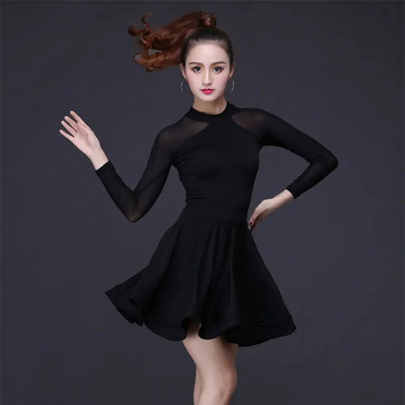 New Elegant Sexy Practice Ladies Black Latin Dance Tassel Dress Training Female Adult Summer Ballroom Tango Salsa Rumba Costume