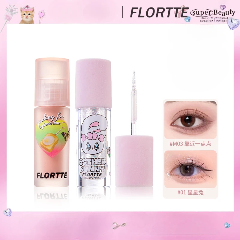 Flortte Bunny Liquid Eyeshadow Palette Fine Shimmer Matte Silkworm Brightening Eyeshadow