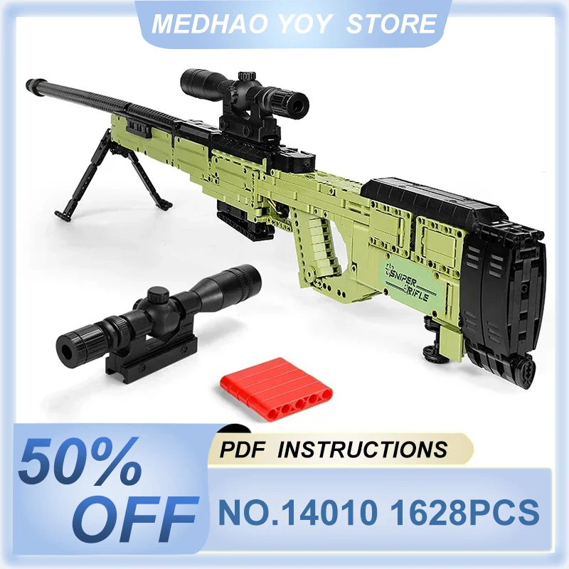Mold King 14010 Technical Awm Sniper Rifle Building Blocks Per Bambini Model Toys Moc Bricks For Children'S Kids Regali Di Compleanno