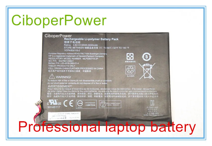 Batterie Dei Notebook Originali Per 789609-001, Pavilion 10-K000Ng X2, X2 10-J024Tu, X2 10-J013Tu (K2N76Pa), X2 10-J014Tu (K2N77Pa), 3.8 V