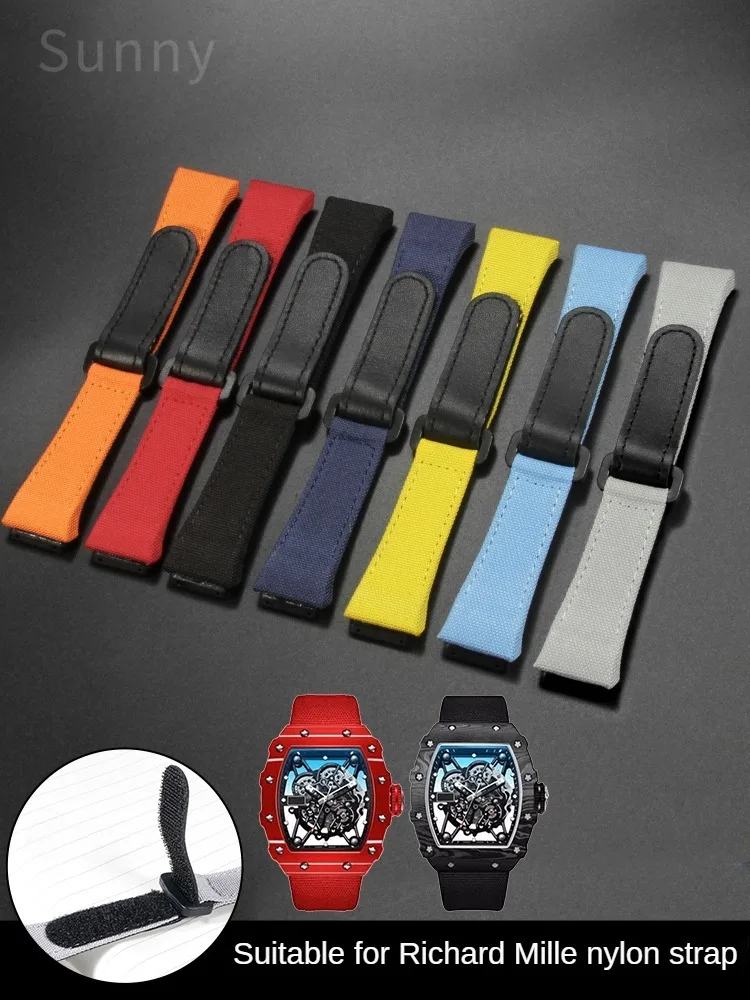 Per Richard Mille Nylon Canvas 25Mm 4 Stelle Cacciavite Cinturini Anti-Allergia Serie Rm50 53 Sostituisci Il Comodo Cinturino Dell'Orologio