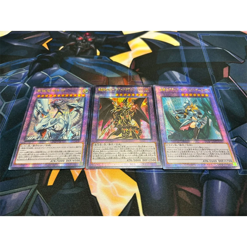 3 Pezzi Yu-Gi-Oh! Fai Da Te Black Magician Series Anime Game Collection Card Master Of Knight Dragon Red-Eyes Dark Dragoon Flashcard