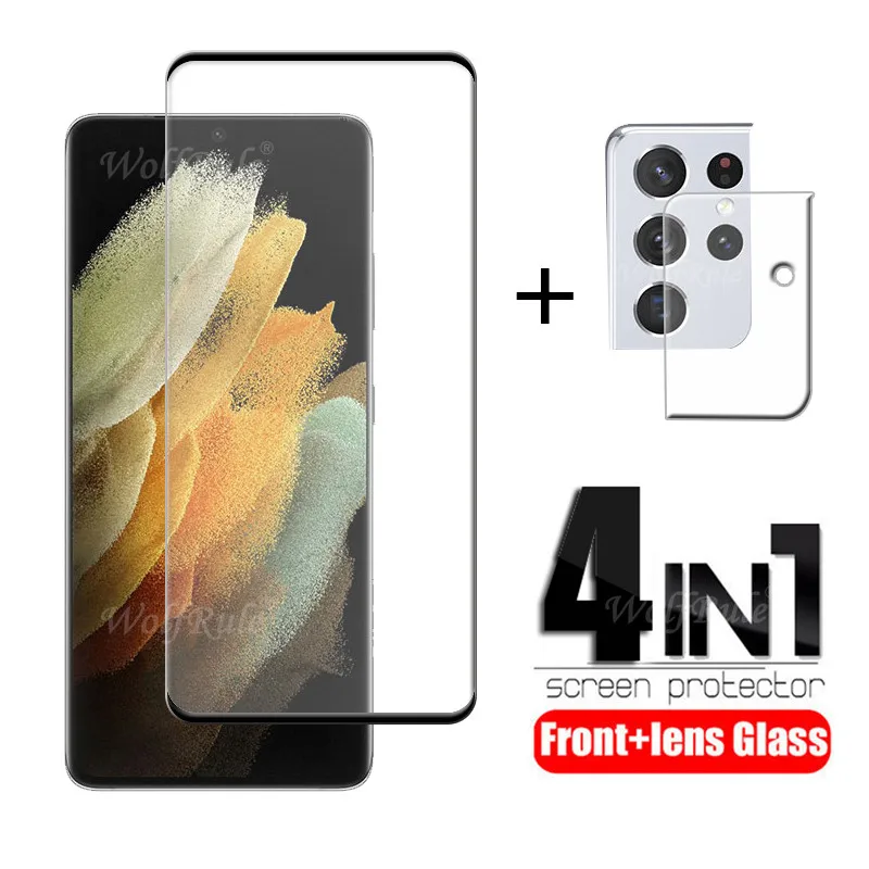 4-In-1 Per Samsung Galaxy S21 Ultra Glass Per Samsung S21 Ultra Tempered Glass Screen Protetor Per Samsung S21 Ultra Lens Glass