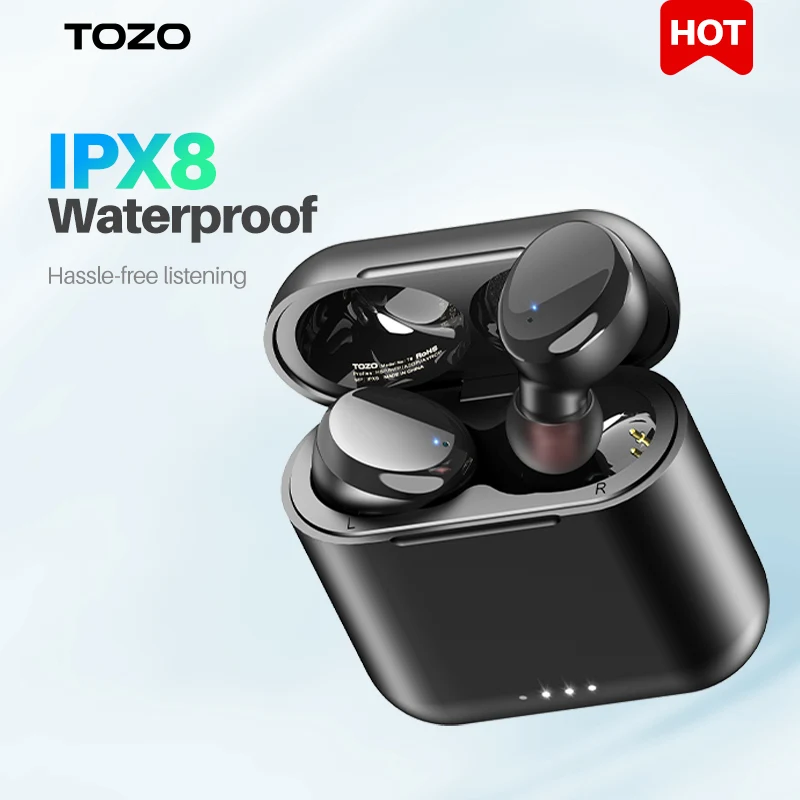 Auricolari Bluetooth Tozo T6, Cuffie Wireless Potente Suono Profondo, Auricolari Con Comodo Utilizzo, Riproduzione 30 Ore