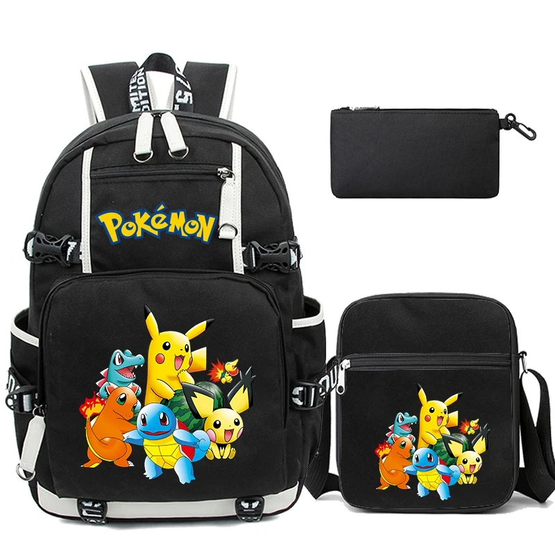 3 Pz/Set Anime Pokemon Pikachu Uzumaki Zaino Per Teen Boy Girl Back To School Bag Studente Zainetto Borsa Da Viaggio Per Il Tempo Libero