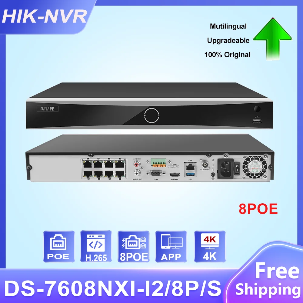 Hikvision 8Ch/16Ch 1U 8/16Poe Acusense 4K Nvr Ds-7608Nxi-I2/8P/S Ds-7616Nxi-I2/16P/S Riconoscimento Facciale Sata Cctv Videoregistratore