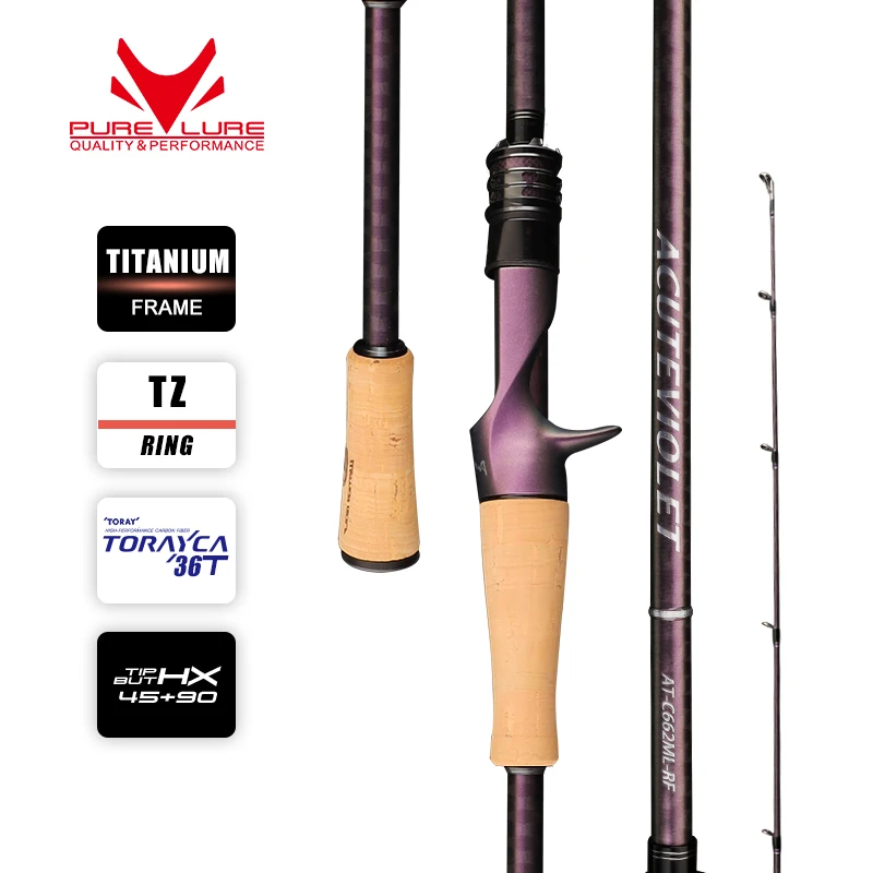 Purelure Acuteviolet Regular Fast Action Rod Tz Ring Telaio In Titanio 6Ft Spinning And Casting Bass Luccio Pesce Gatto Rod Trouts Trespolo