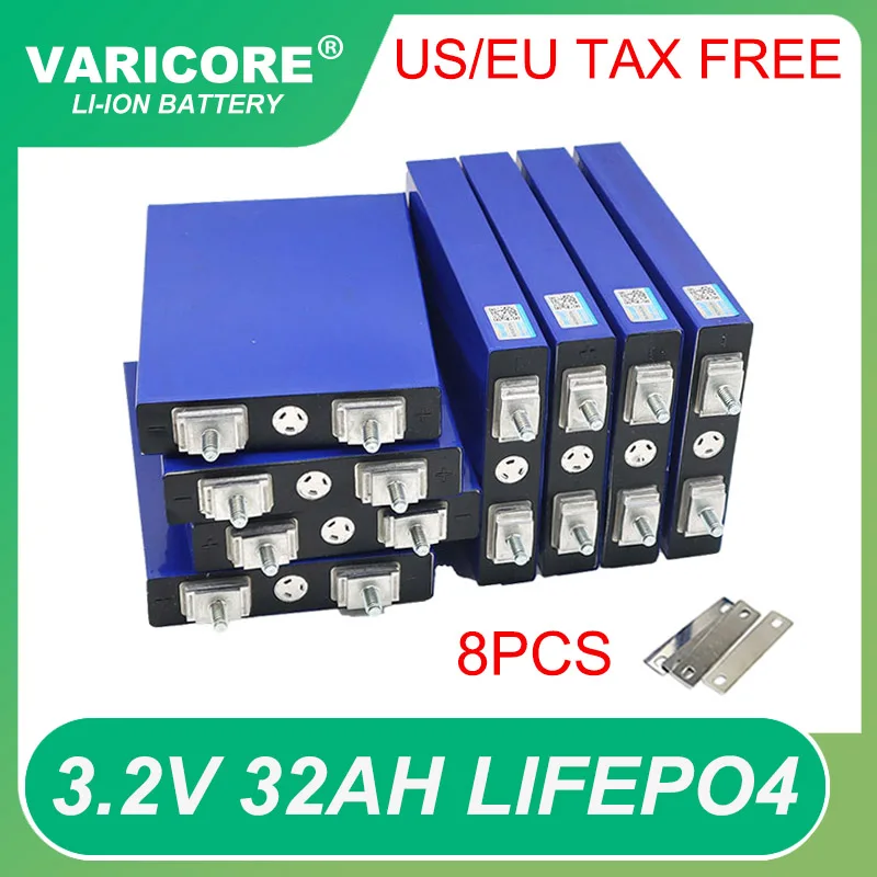 8Pcs 3.2V 32Ah Lifepo4 Battery Pack Phosphate 3C Discharge 32000Mah 12.8V 4S Motorcycle Car Motor Batteries Modification Stud