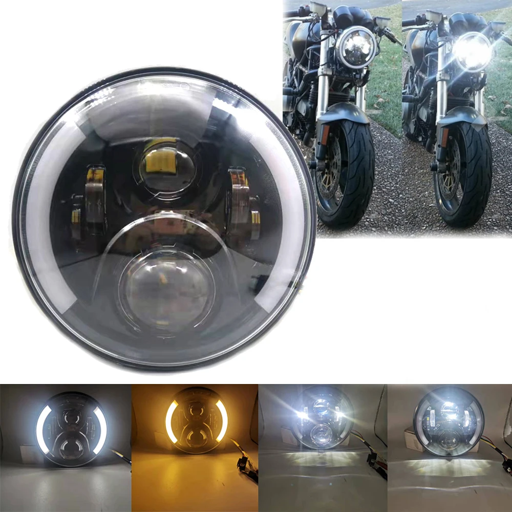 Moto 7 Pollici Led Faro Halo Angel Eye Drl Luce Per Harley Touring Ultra Classic Electra Street Glide Road King Yamaha